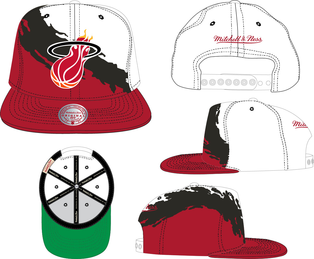 Miami Heat HWC NBA Paintbrush Mitchell & Ness Snapback Hat