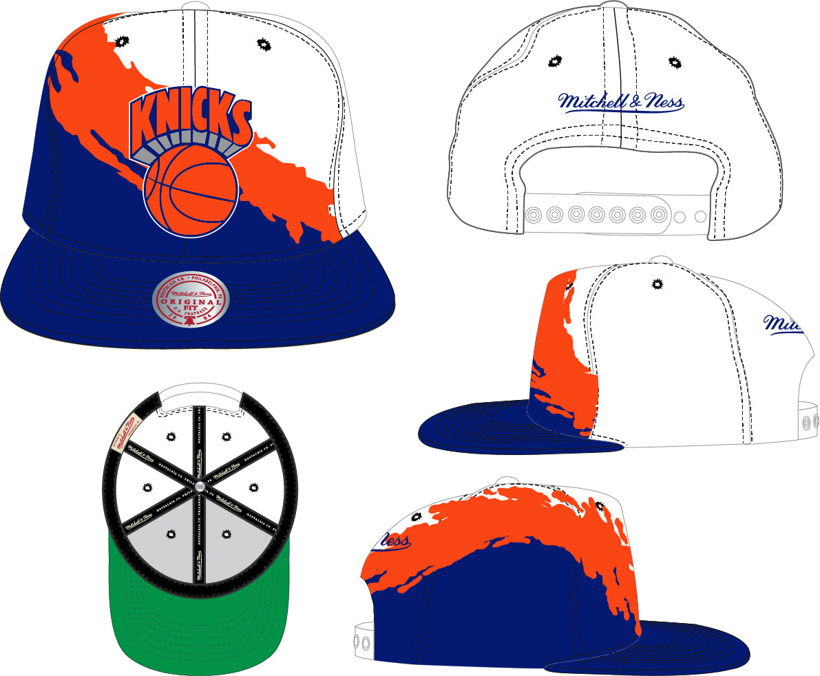 New York Knicks HWC NBA Paintbrush Mitchell & Ness Snapback Hat