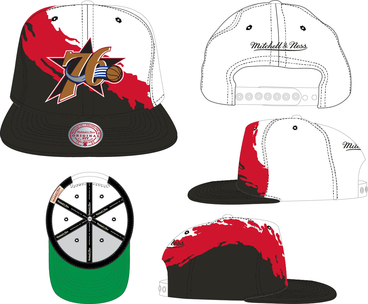 Philadelphia 76ers HWC NBA Paintbrush Mitchell & Ness Snapback Hat