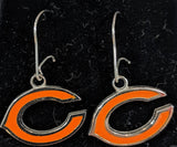NFL Chicago Bears "C" Enamel Dangle Earrings 1/2 Inch - Sterling Silver - Pro Jersey Sports