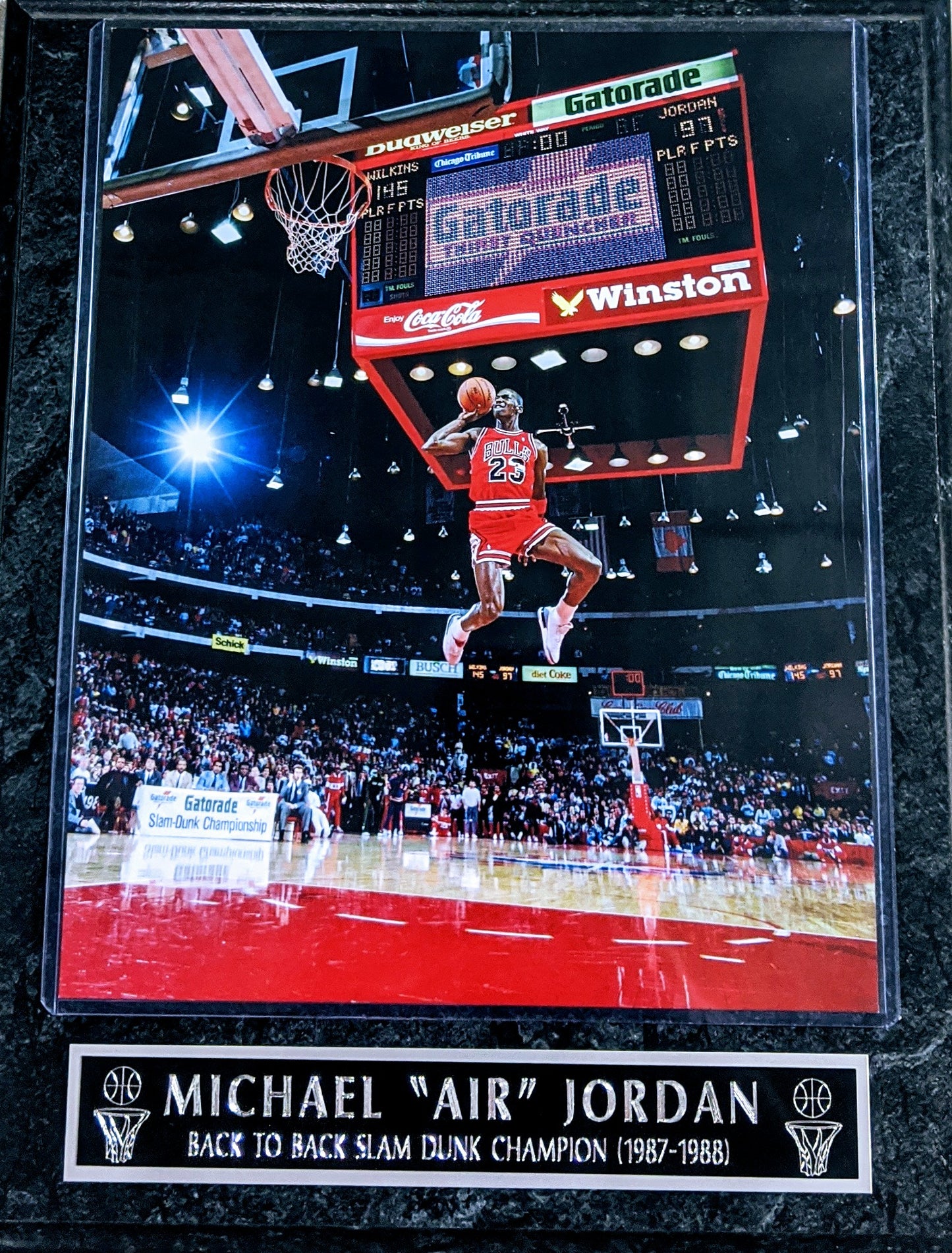 Michael Jordan Chicago Bulls "Back To Back Slam Dunk Champion '89-'88 Wall Plaque
