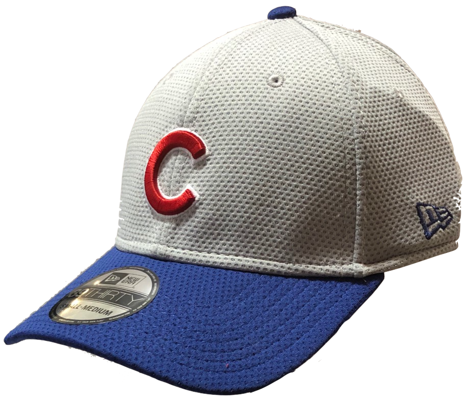 Mens Chicago Cubs Gray And Blue Performance 39THIRTY Flex Fit Hat By New Era