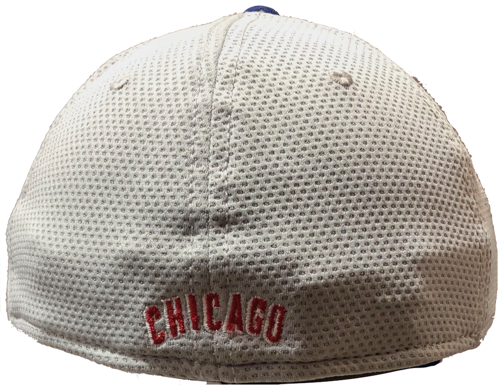 Mens Chicago Cubs Gray And Blue Performance 39THIRTY Flex Fit Hat By New Era