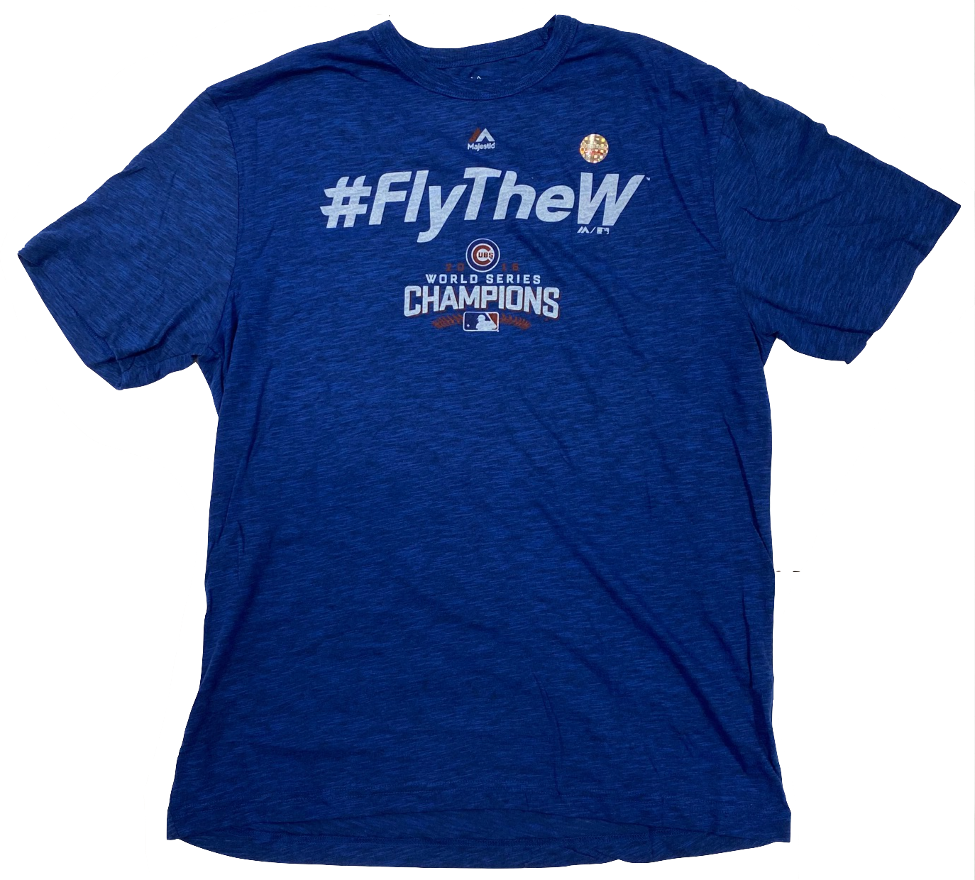 Men's Chicago Cubs 2016 World Series Champions #FLY THE W Hyper Blue Tee