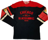 Chicago Blackhawks L/S Applique Crew Neck Tee-Black - Pro Jersey Sports