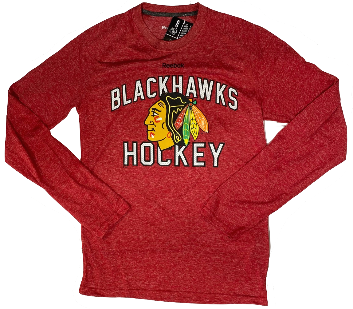 Reebok Chicago Blackhawks NHL Red Open Net Adult Long Sleeve Shirt