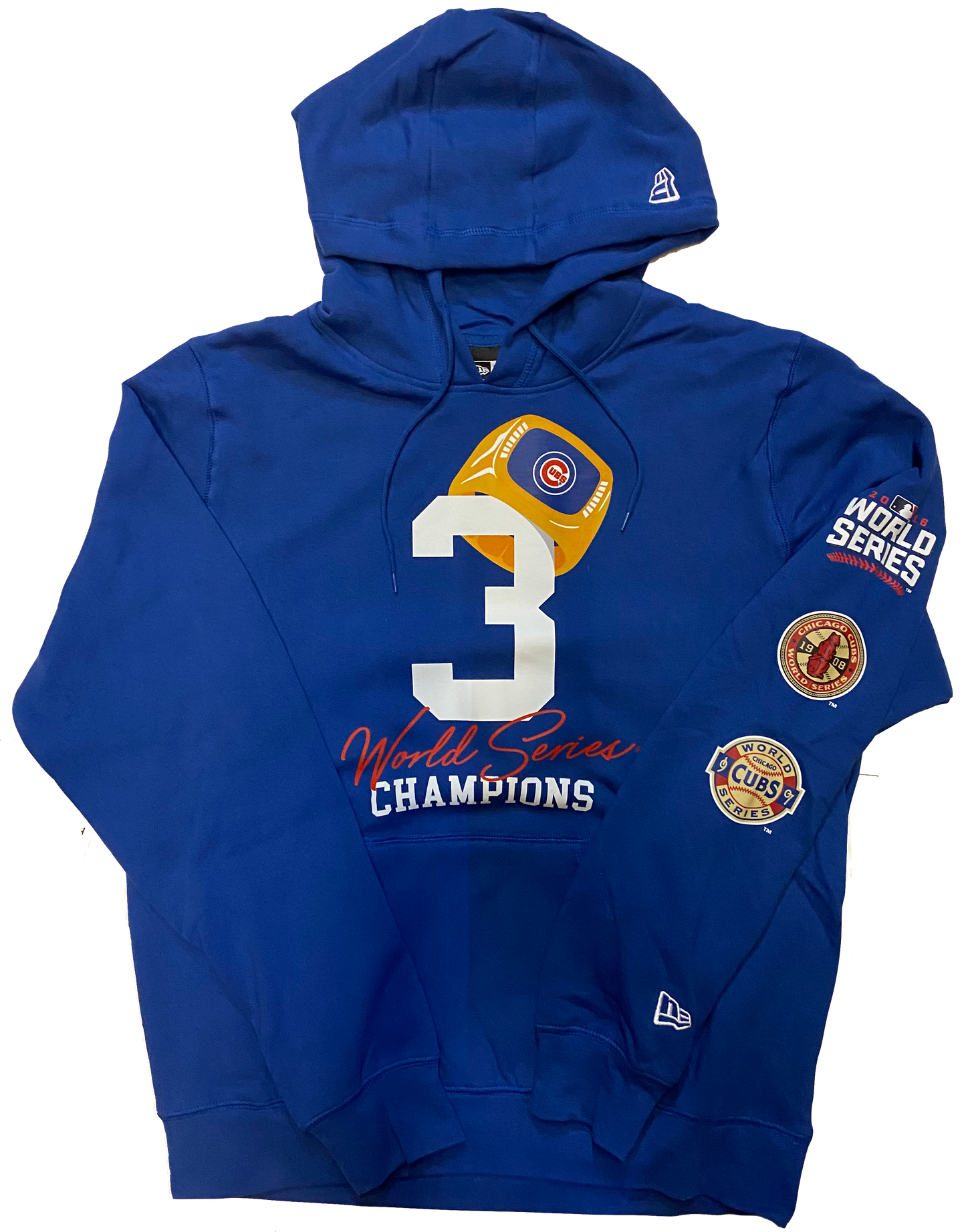 Mens Chicago Cubs New Era 3 Rings World Series Champions Hoodie