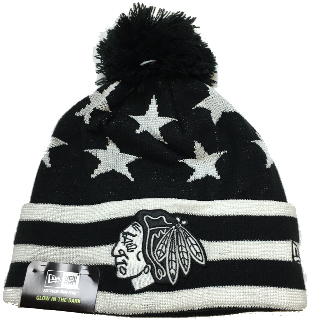 Chicago Blackhawks Starry Team Knit Hat By New Era - Pro Jersey Sports - 1