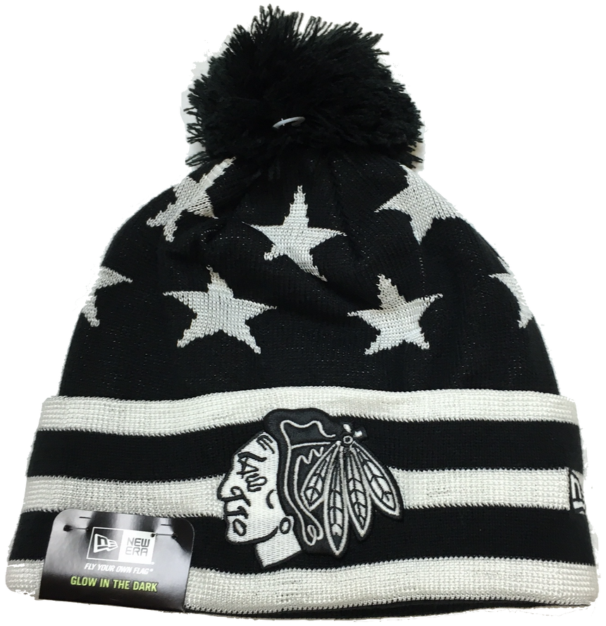 Chicago Blackhawks Starry Team Knit Hat By New Era - Pro Jersey Sports - 1