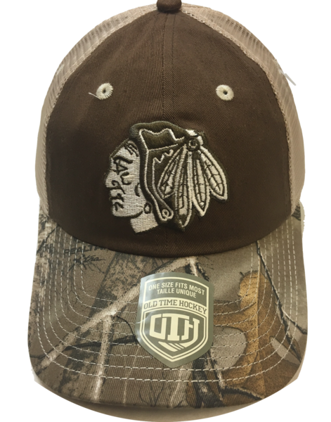 Chicago Blackhawks Ash Camouflage Adjustable Hat By Old Time Hockey