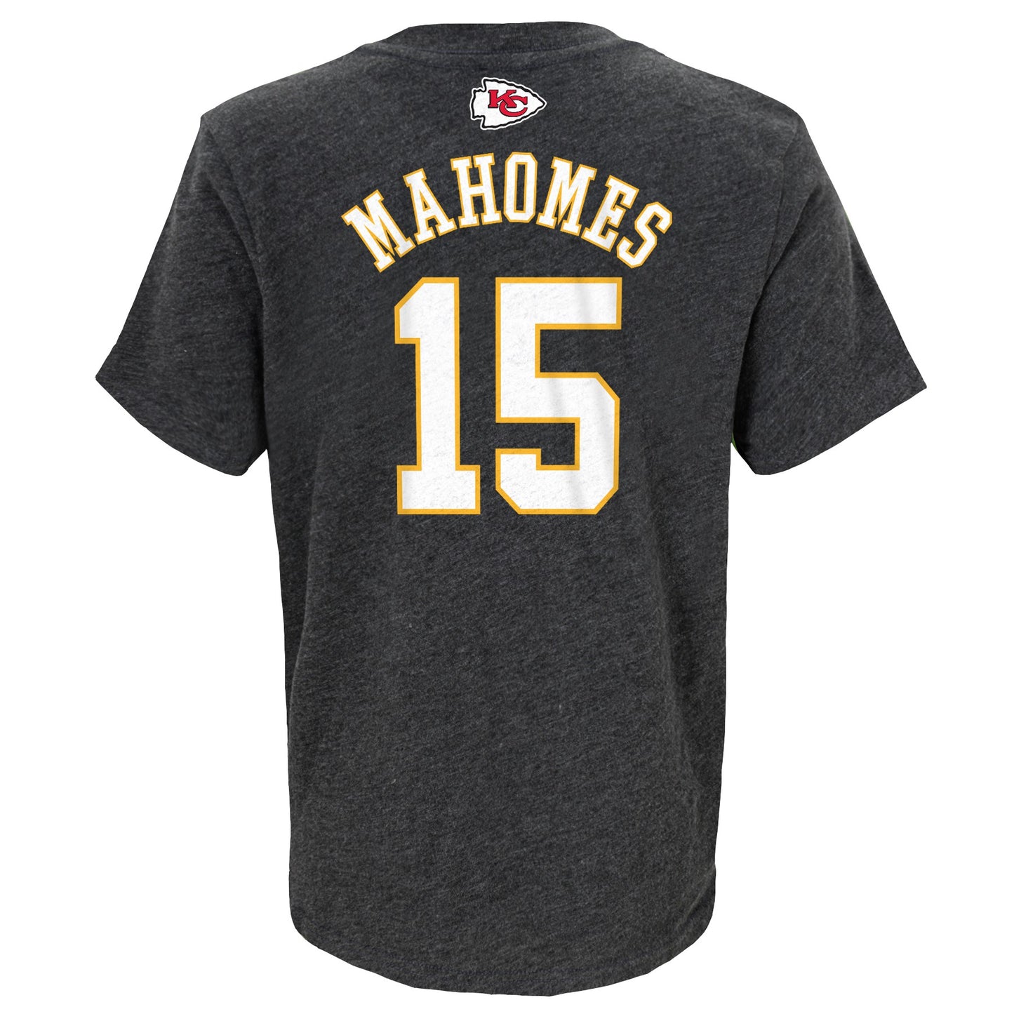 Youth Kansas City Chiefs Patrick Mahomes Heather Gray Mainliner Player Name & Number T-Shirt
