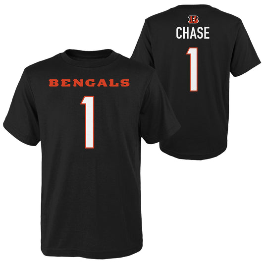 Youth Cincinnati Bengals Ja'Marr Chase Black Mainliner Player Name & Number T-Shirt - Pro Jersey Sports