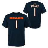 Kids Justin Fields Chicago Bears Navy Mainliner Name And Number Shirt - Pro Jersey Sports
