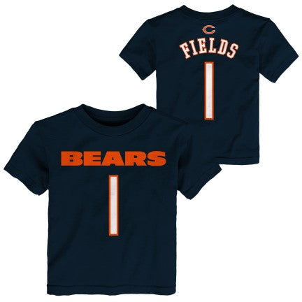 Toddler Justin Fields Chicago Bears Navy Mainliner Name And Number Shirt