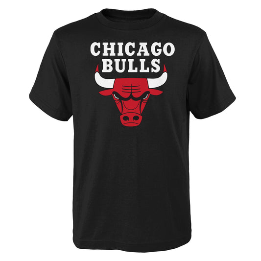 Youth Chicago Bulls Black Basic Logo Wordmark T-Shirt