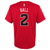 Youth Chicago Bulls Lonzo Ball Red NBA Player Name And Number T-Shirt - Pro Jersey Sports