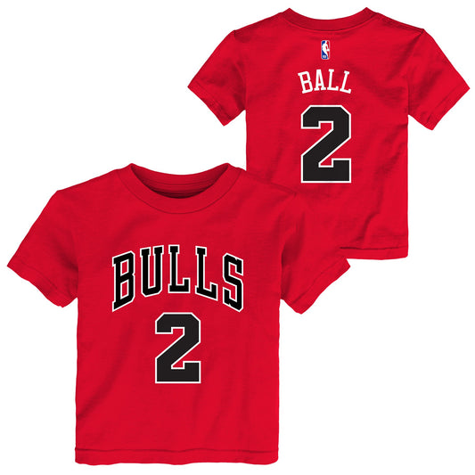 Toddler Lonzo Ball Red Chicago Bulls Name & Number T-Shirt