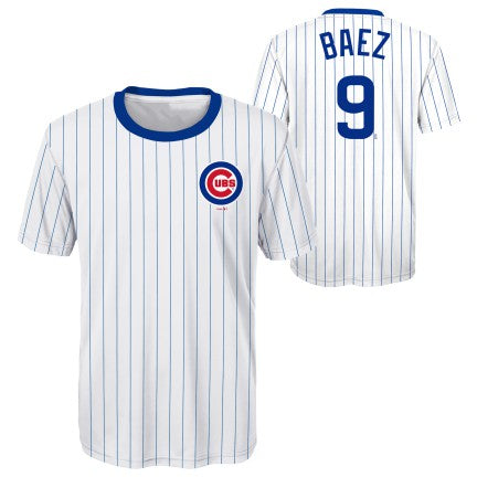 Youth Chicago Cubs Javier Baez White/Royal Cooperstown Player Sublimated Jersey Top