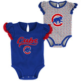Infant Girls MLB Chicago Cubs Scream and Shout Short Sleeve 2 Pack Creeper Set - Pro Jersey Sports