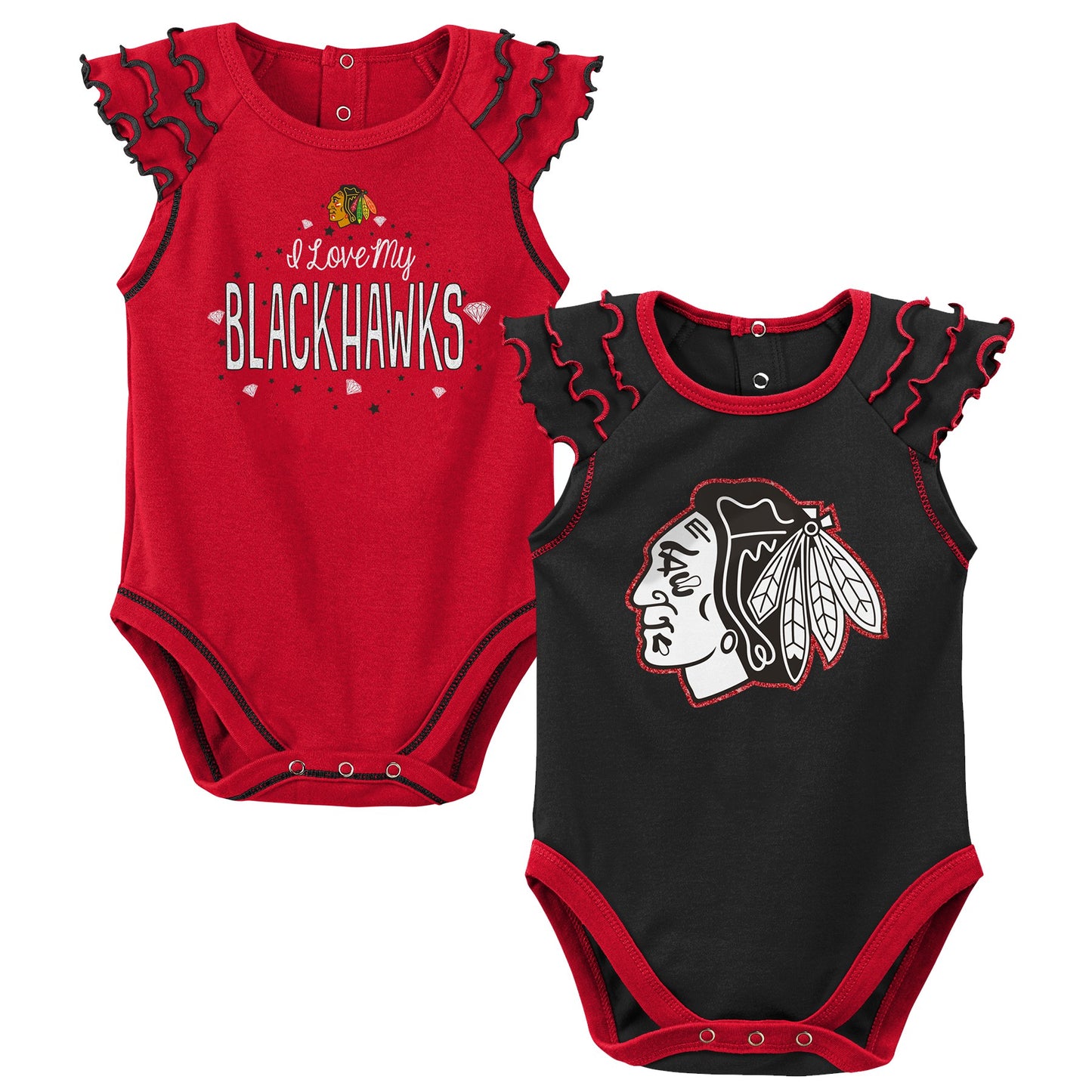 Infant Girls Chicago Blackhawks Shining All Star Short Sleeve Creeper 2-Pack