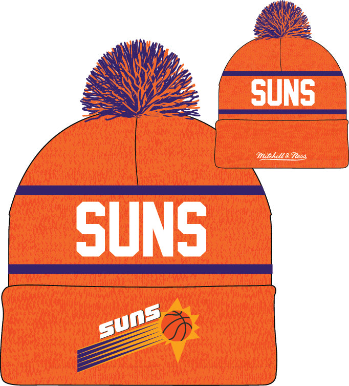Phoenix Suns Mitchell & Ness NBA Reload 2.0 Orange Cuffed Pom Knit Hat