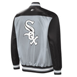 Men's Chicago White Sox Silver and Black Button Down Starter Varsity Jacket - Pro Jersey Sports