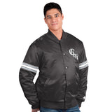 Men's Chicago White Sox City Connect Pick & Roll Starter Satin Jacket-Black - Pro Jersey Sports