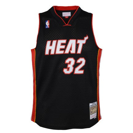 Youth Miami Heat Shaquille O'neal Mitchell & Ness Black Hardwood Classics Jersey