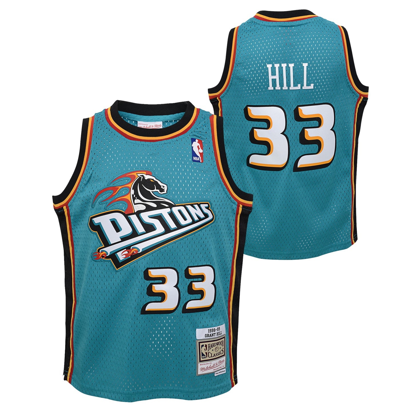 Youth Detroit Pistons Grant Hill Mitchell & Ness Teal 1998-99 Hardwood Classics Swingman Jersey