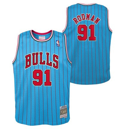 Youth Chicago Bulls Dennis Rodman Mitchell & Ness 1995-96 Hardwood Classics Reload 2.0 Swingman Jersey-Blue