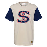 Youth Chicago White Sox Mitchell and Ness Cream/Navy Colorblock T-Shirt - Pro Jersey Sports