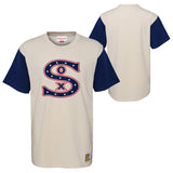 Youth Chicago White Sox Mitchell and Ness Cream/Navy Colorblock T-Shirt - Pro Jersey Sports