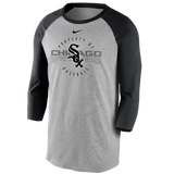 Men's Chicago White Sox Nike Gray/Black Property Of Tri-Blend Raglan 3/4 Sleeve T-Shirt - Pro Jersey Sports