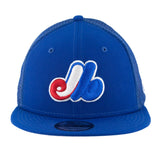 Montreal Expos New Era Blue 9FIFTY Mesh Trucker Snapback Hat - Pro Jersey Sports