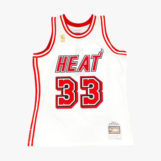 Miami Heat Alonzo Mourning Mitchell & Ness NBA Mens Hardwood Classics White Swingman Jersey