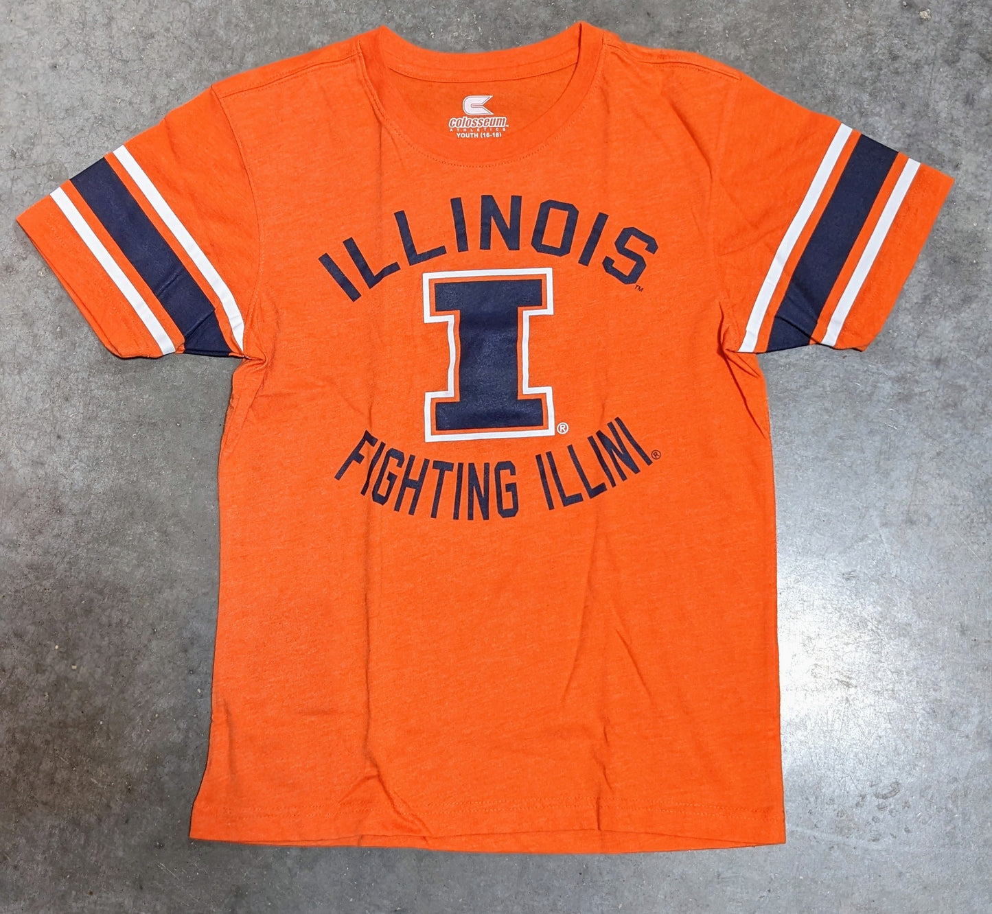 Illinois Fighting Illini Orange Colosseum NCAA Youth Team Stripe T-Shirt