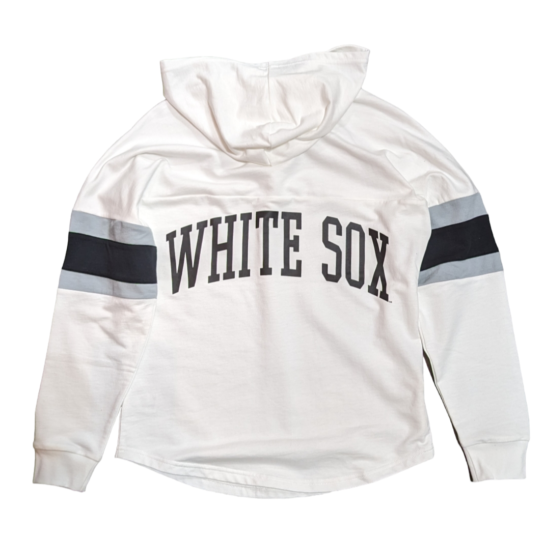 Women's Chicago White Sox Game Plan White Long Sleeve Lace Hooded Tee