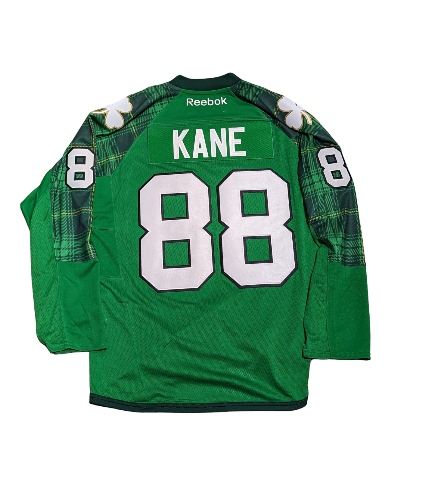 Men's Chicago Blackhawks Patrick Kane #88 St. Patrick's Green Tartan Practice Jersey
