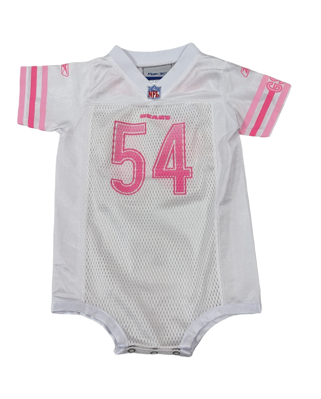 Infant Girls Chicago Bears Brian Urlacher White/Pink Reebok Jersey Creeper