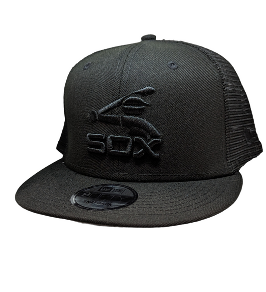 Chicago White Sox New Era Cooperstown Collection Tonal Black 9FIFTY Mesh Trucker Snapback Hat