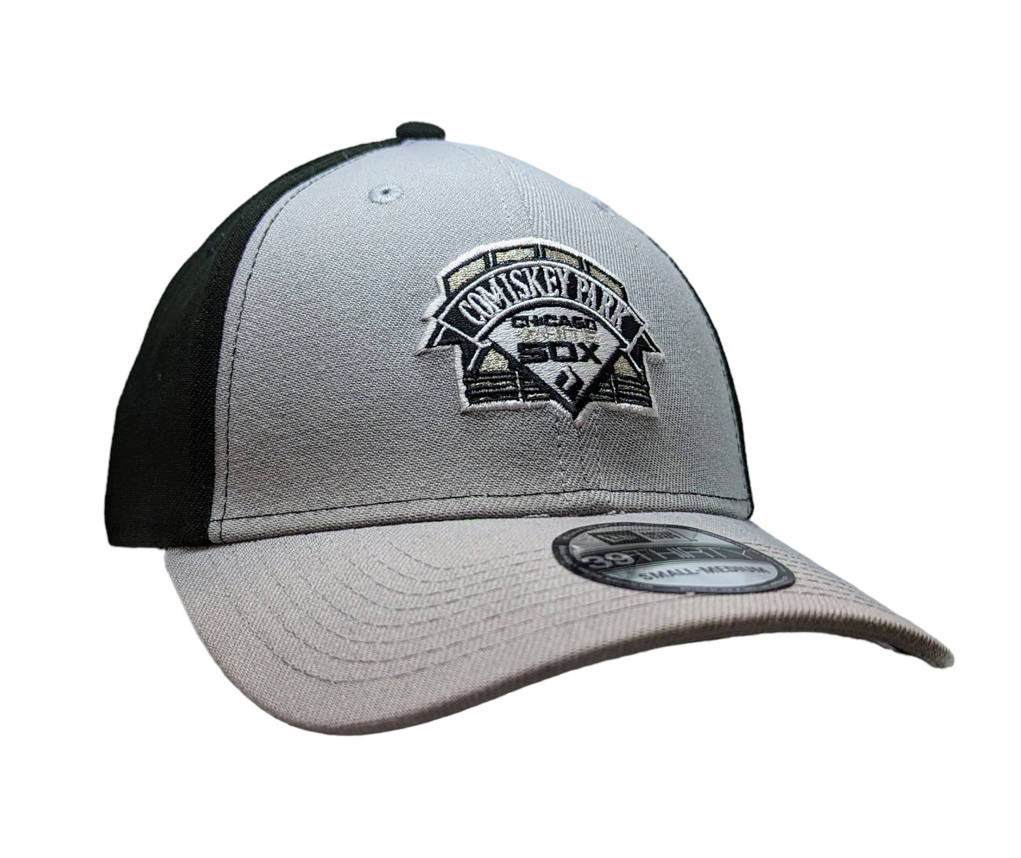 Chicago White Sox Comiskey Park Cooperstown Collection Grey/Black 39THIRTY Flex Fit New Era Hat