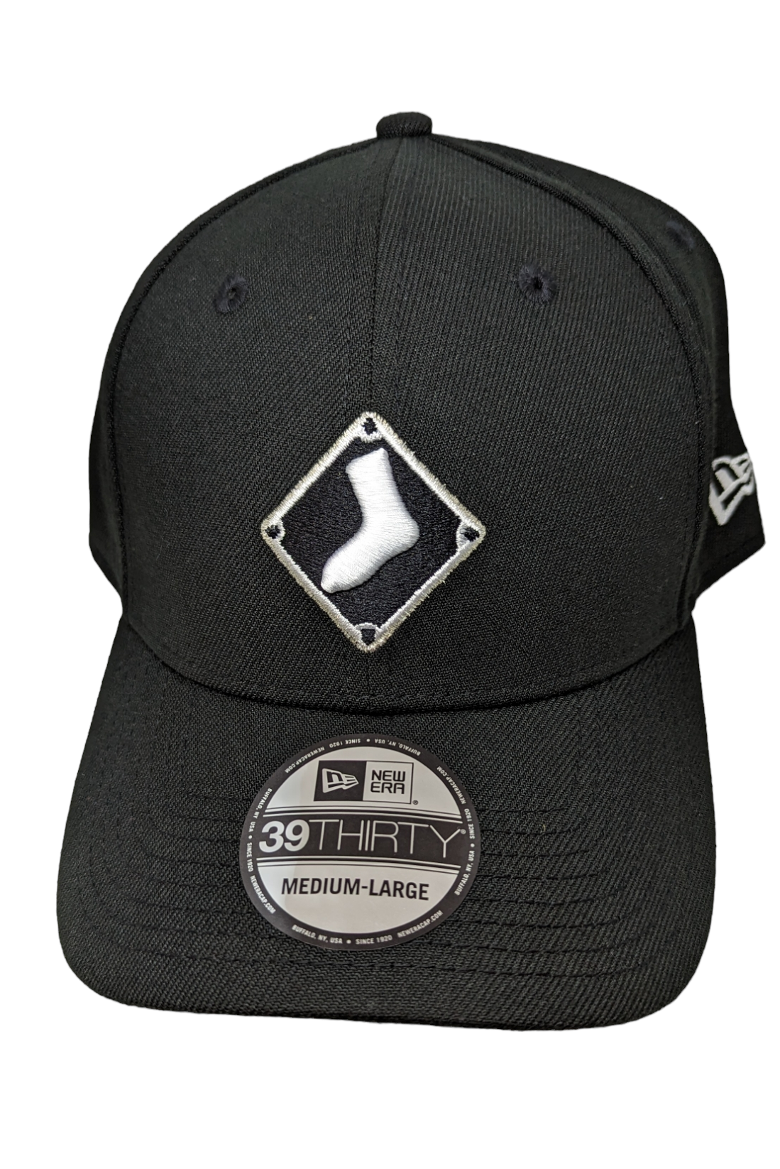 Chicago White Sox New Era Black Diamond Logo 39THIRTY Flex Fit Cap