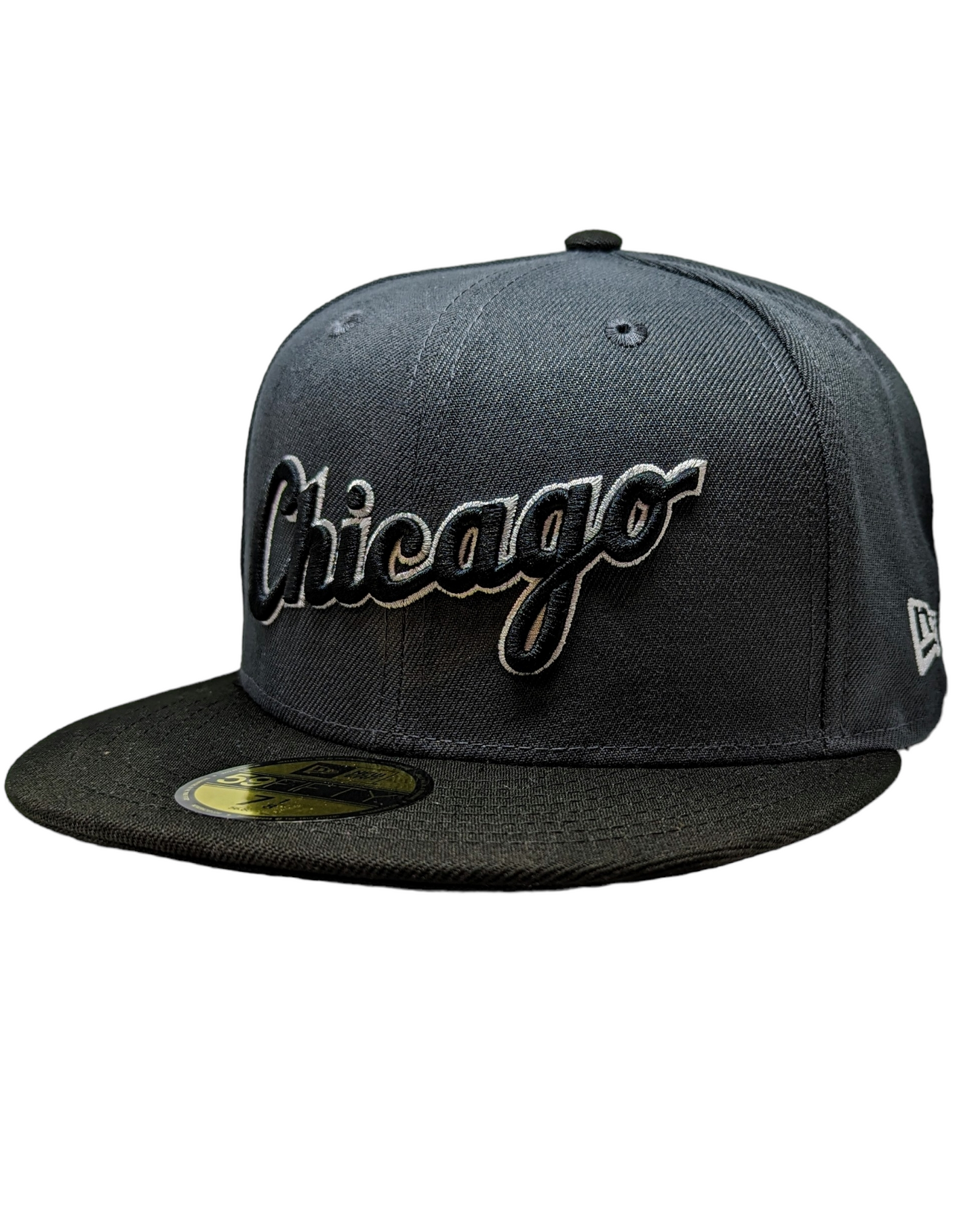 Men's Chicago White Sox 2 Tone Graphite/Black New Era Script 59FIFTY Fitted Hat