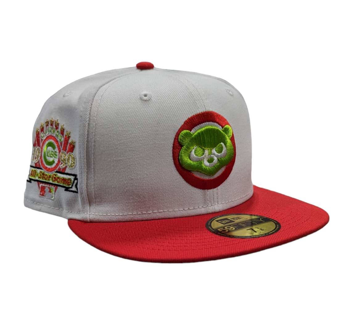 Chicago Cubs New Era 1990 All Star Game Pizza Pack White/Scarlet/Lime 59FIFTY Fitted Hat