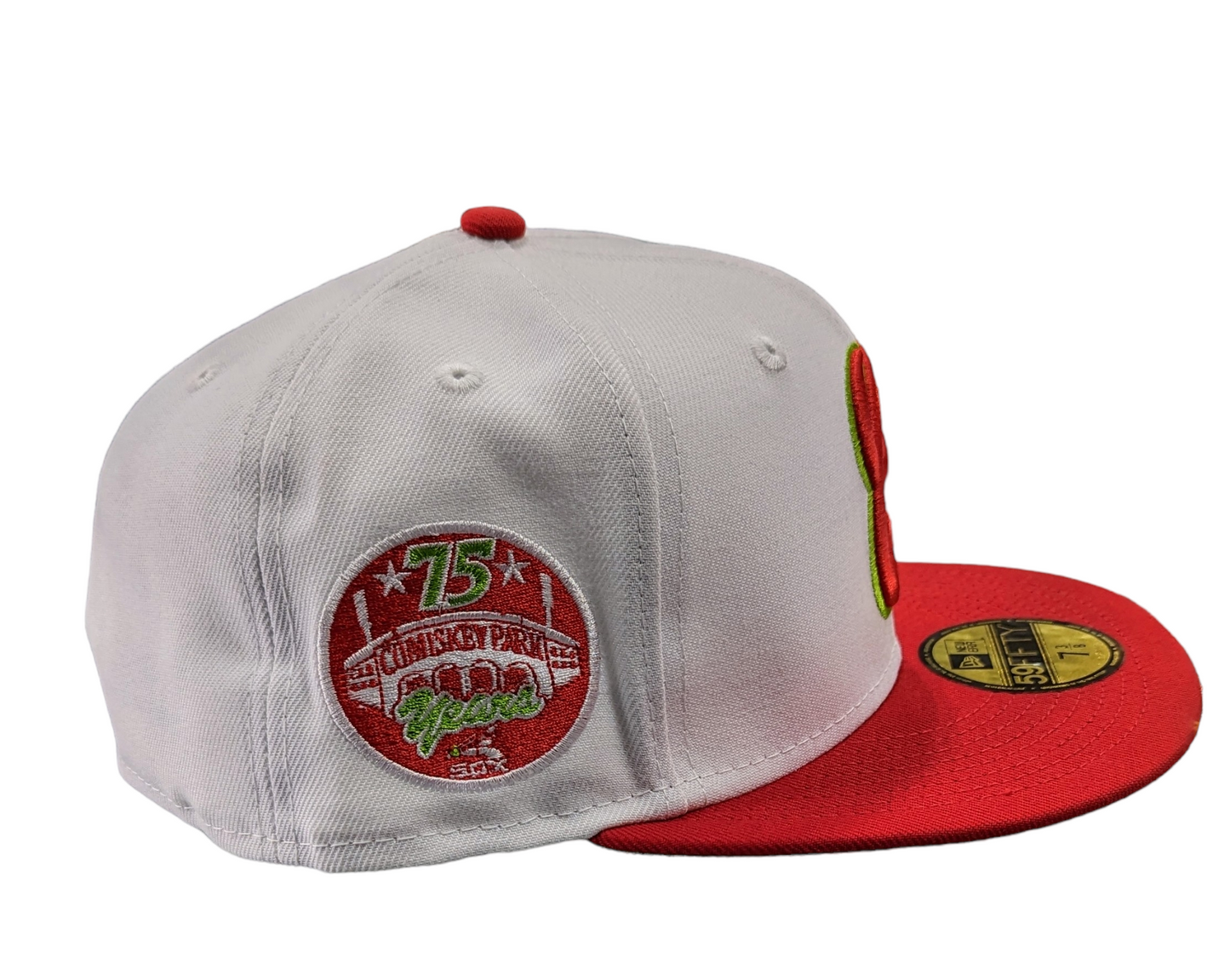 Chicago White Sox New Era 75th Anniversary Pizza Pack White/Scarlet/Lime 59FIFTY Fitted Hat