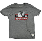 Mens Chicago Blackhawks Vintage Logo Gray Textured Tri Blend Tee - Pro Jersey Sports