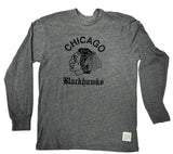Men's Chicago Blackhawks Old English Gray Long Sleeve Tee - Pro Jersey Sports