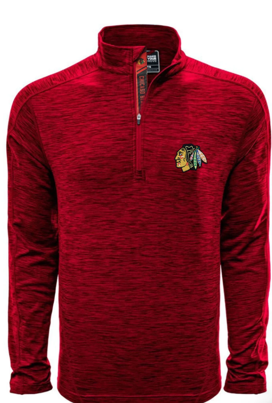 Men’s Chicago Blackhawks Red 1/4 Zip Armour Shear Text Pullover Jacket