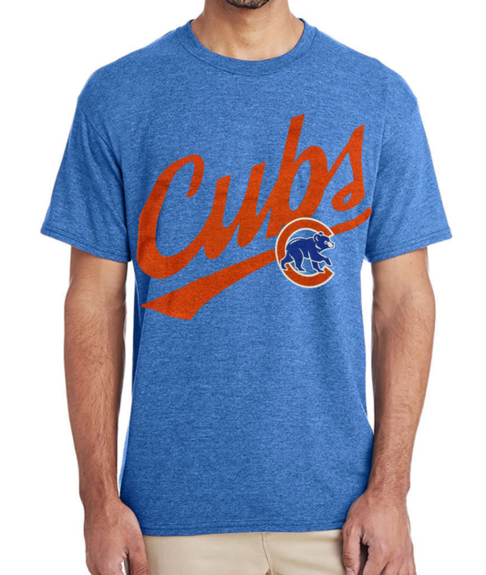 Men's Chicago Cubs Heather Blue Roll With The Punches Tee