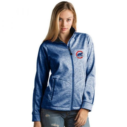 Women's Chicago Cubs Heather Blue Golf Jacket By Antigua